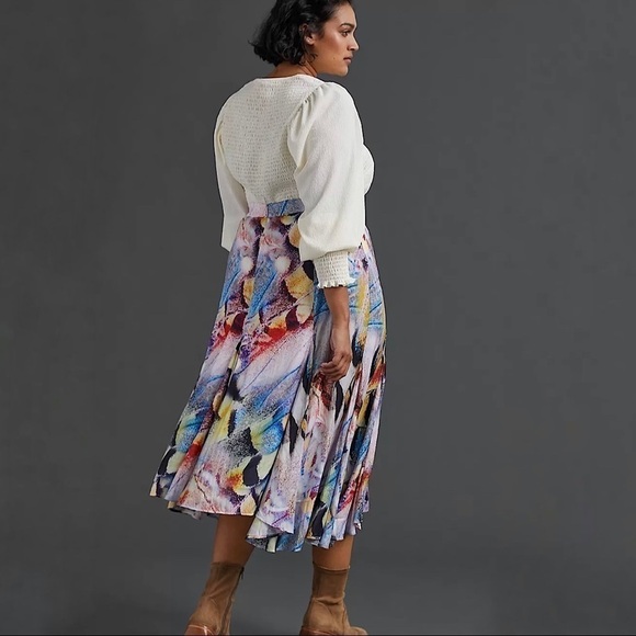NWT Anthropologie Colorful Abstract A-Line Midi Skirt Size 2 - Picture 6 of 16